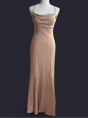 Y2K vintage City triangles Gold glitter sequin maxi dress